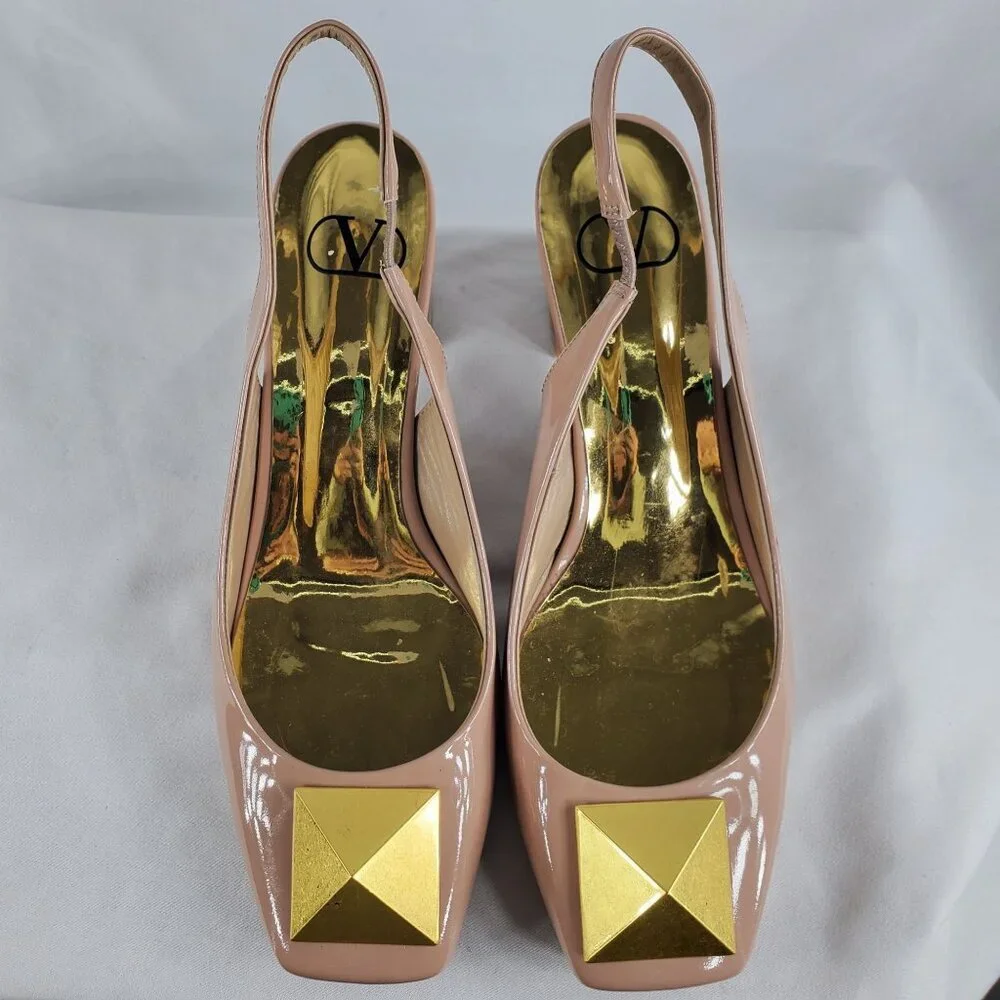 Valentino Garavani Women's Pink One Stud Patent Leather Pumps Size 8.5 - Picture 15 of 16